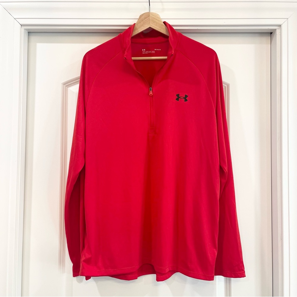 Under Armor Men's Red Performance 1/2 Zip Loose Fit Jacket